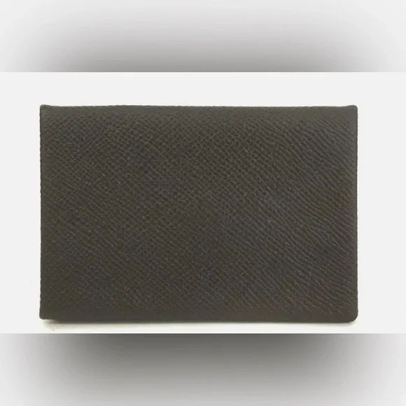 ❌SOLD❌ Hermes Dark Brown Epsom Leather Calvi Card Case - Picture 1 of 6